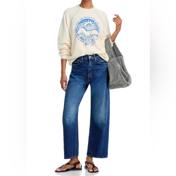 MOTHER Wide Leg Cropped Jeans - Blue - Picture 2 of 13